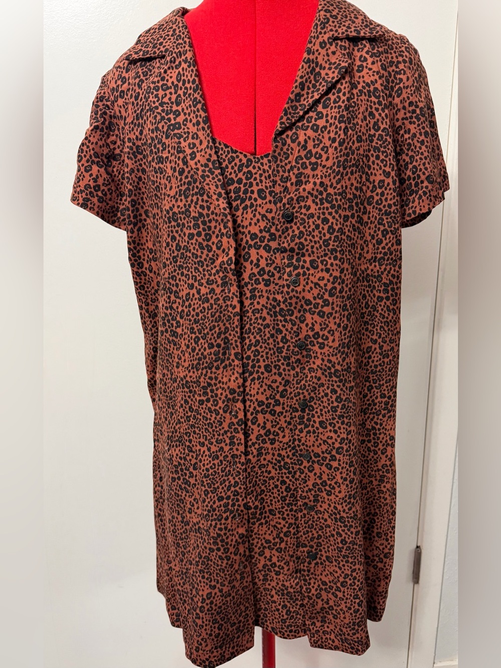 Gianni Bini Rust Brown and Black Leopard Print Dress
